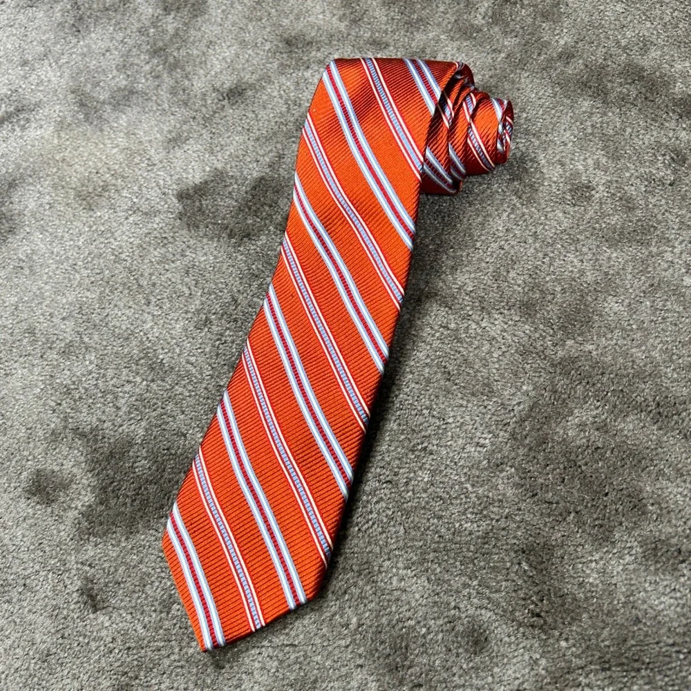 Brooks Brothers Made in USA Pure Silk Tie Mens Burnt Orange imported materials